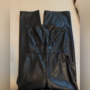 Black leather jumpsuit